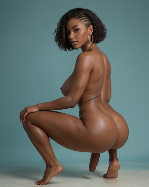 travesti Renata con los huevos rasurados y su enorme pene colgando